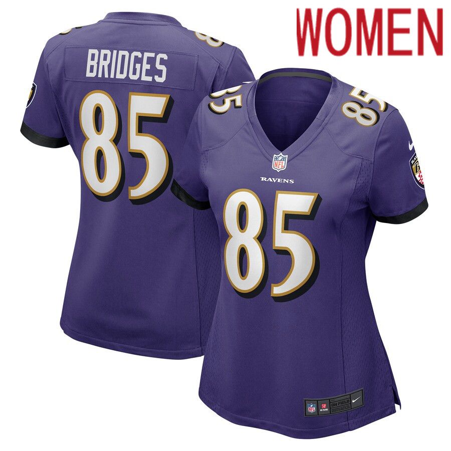 Women Baltimore Ravens #85 Shemar Bridges Nike Purple Player Game NFL Jersey